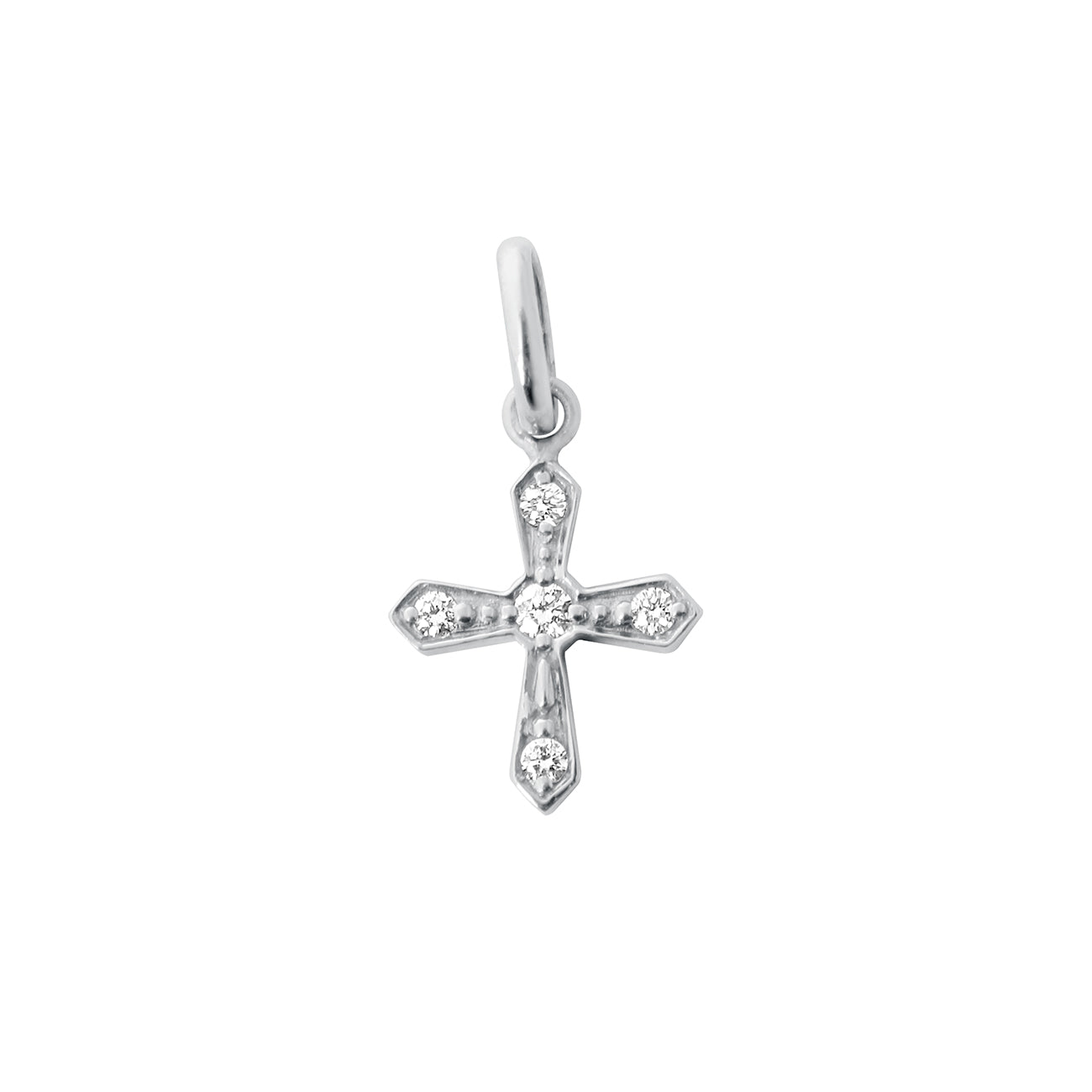 Pendentif Croix vintage, diamants, or blanc