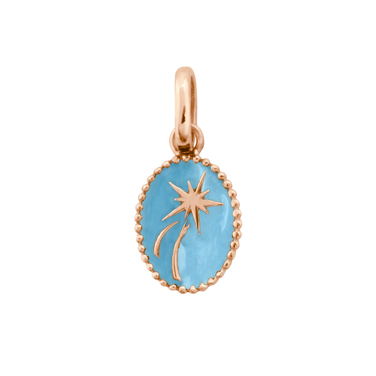 Pendentif Etoile Espoir résine turquoise, or rose