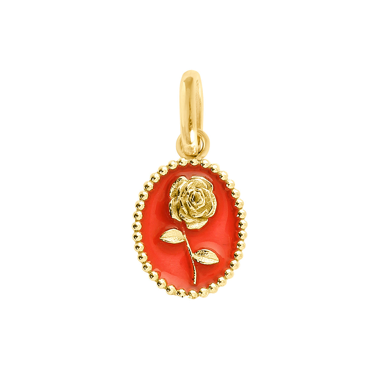 Pendentif Rose résine corail, or jaune