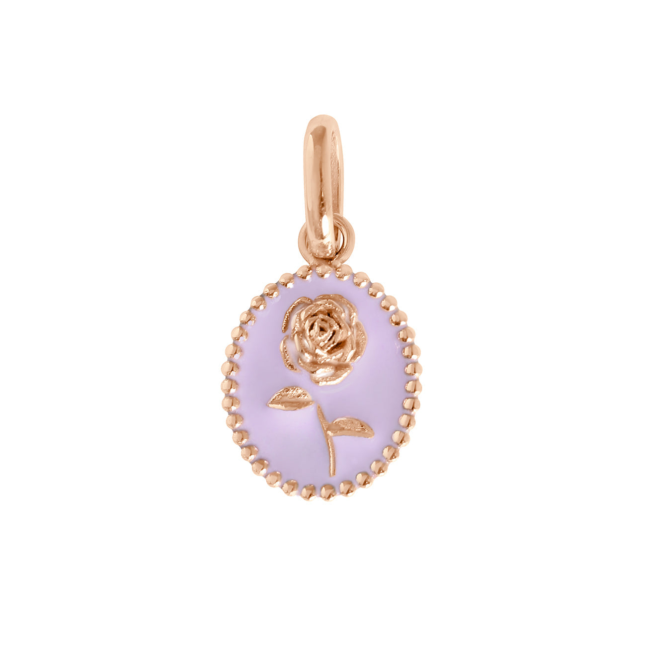 Pendentif Rose résine parme, or rose