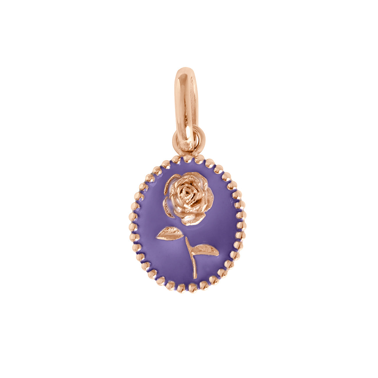 Pendentif Rose résine mauve, or rose