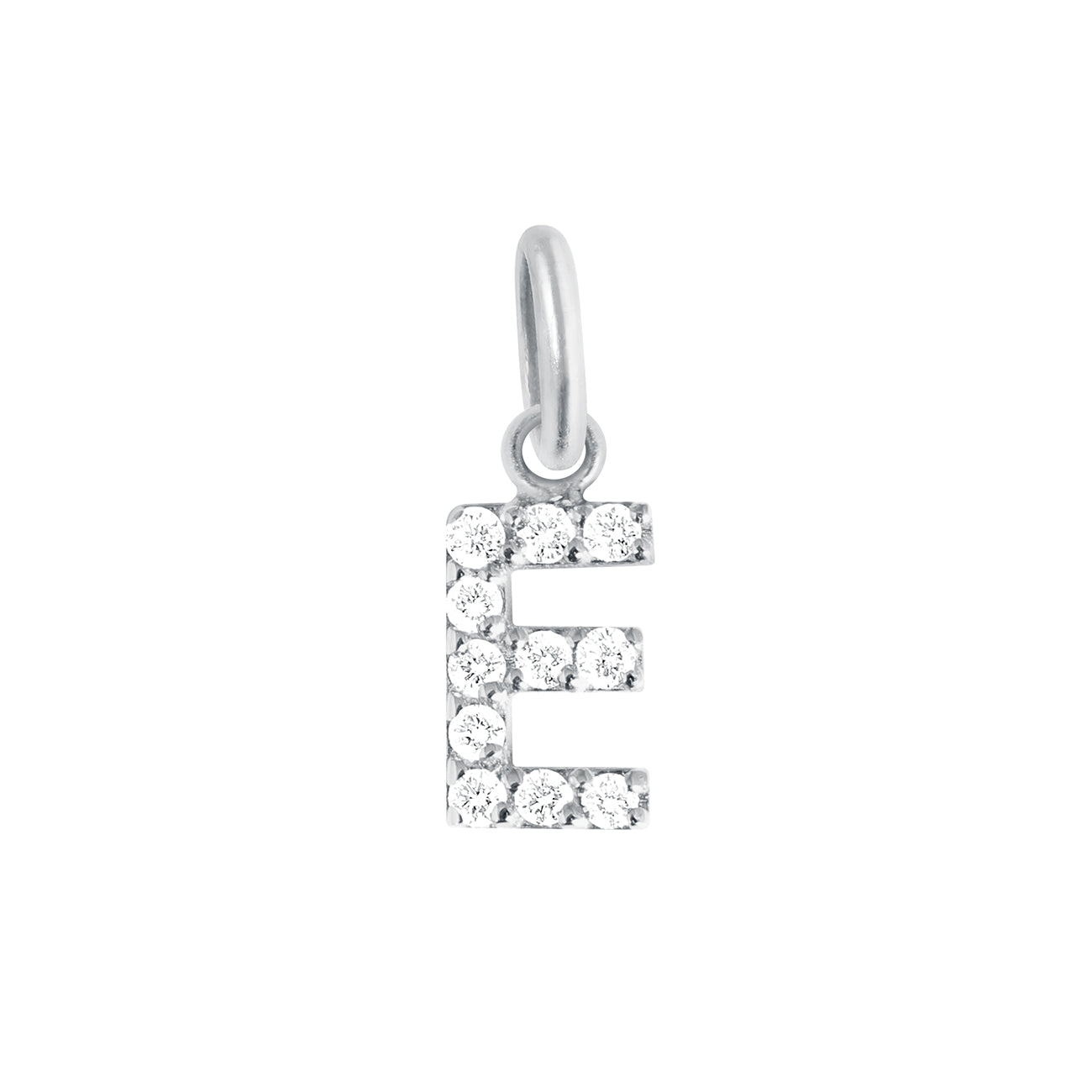 Pendentif Lucky Letter E, or blanc, diamants