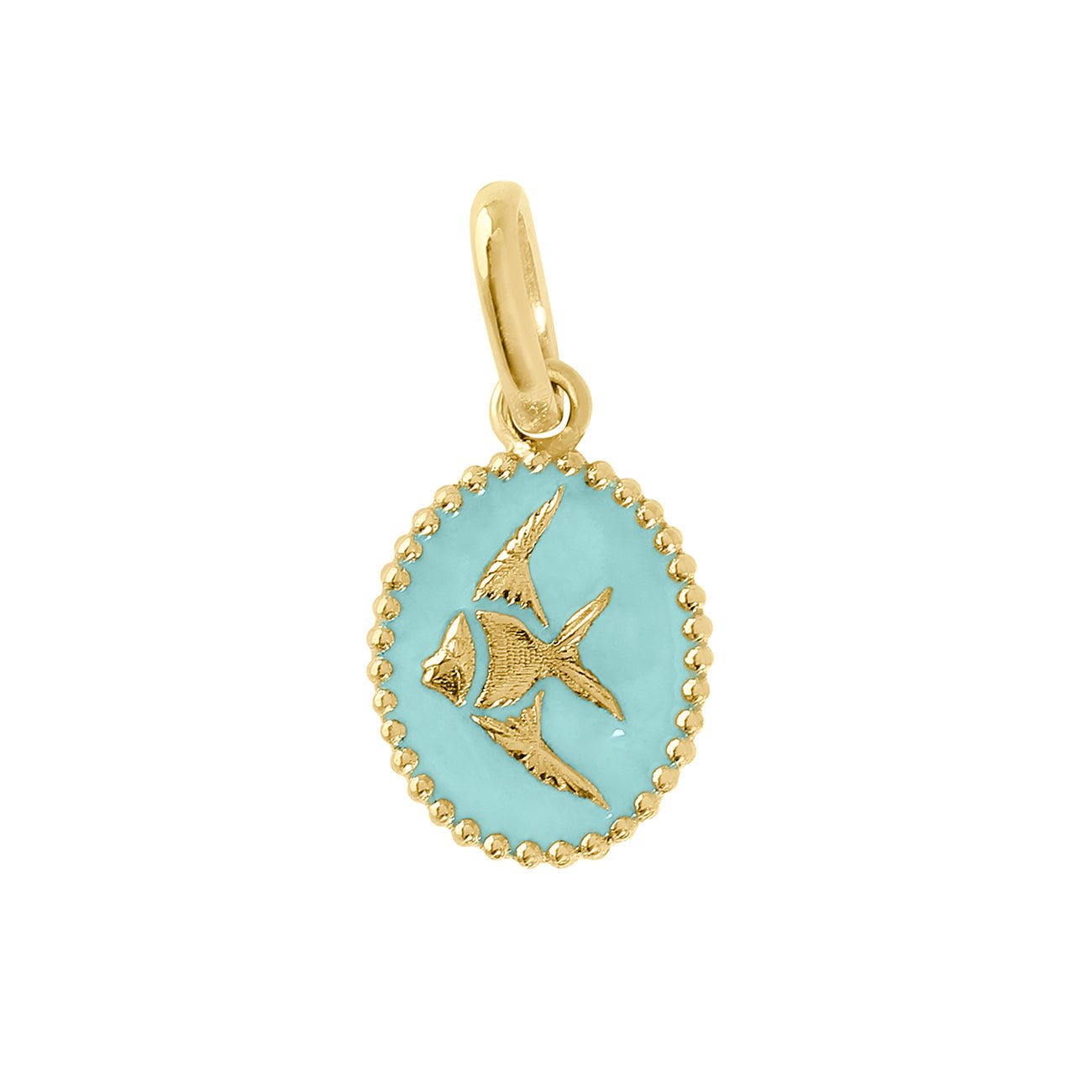 Pendentif Poisson Ange résine glacier, or jaune