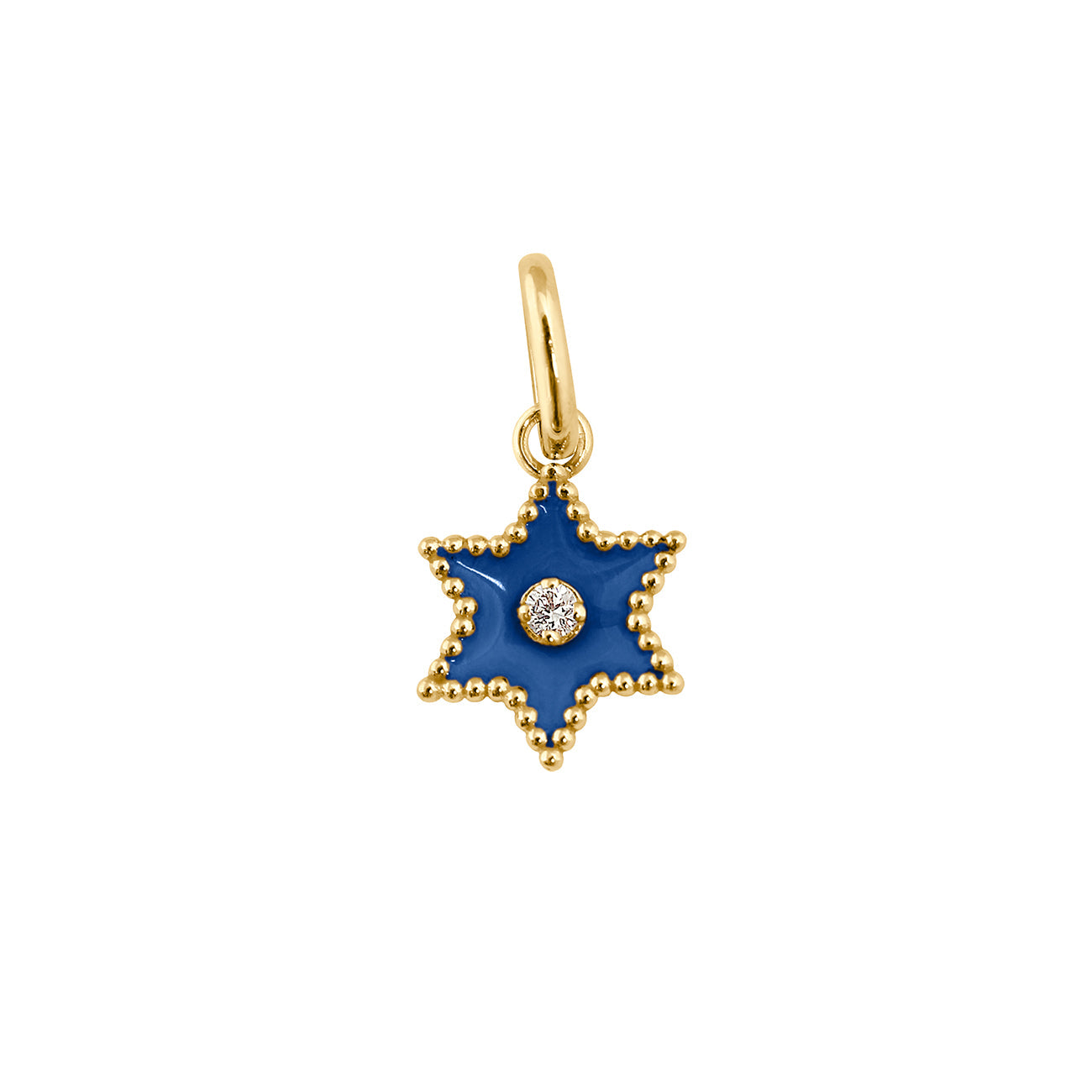 Pendentif Etoile Star résine prusse, diamant, or jaune