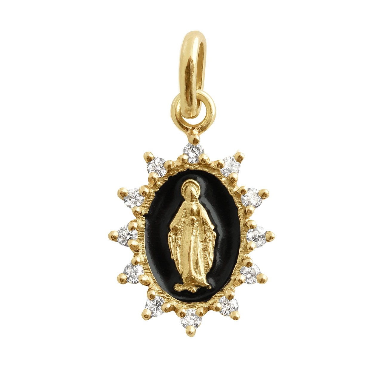 Pendentif noir Petite Madone Suprême, or jaune, diamants